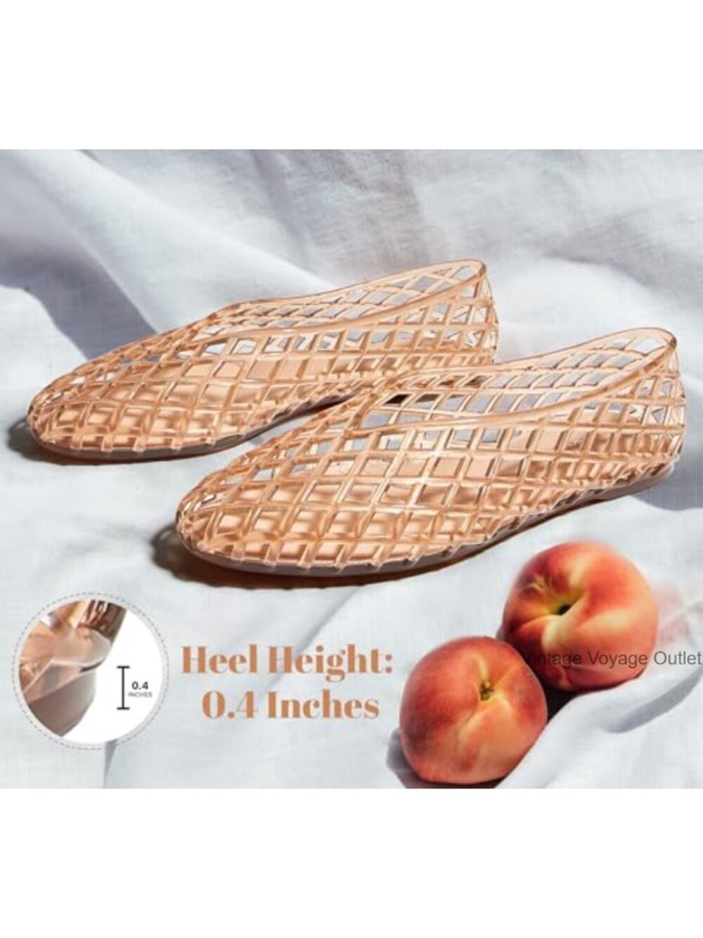 Women's Jelly Ballet Flats Mesh Casual Slip-On Closed Toe Clear Hollow Sandals - Picture 4 of 6